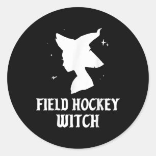 Field Hockey Witch Funny Spooky Sports Halloween C Classic Round Sticker