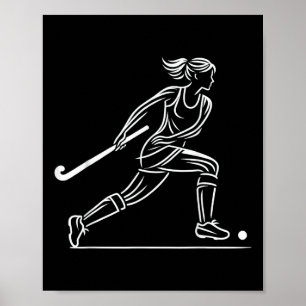 Field Hockey Women Line Art Fieldhockey Team _1 Poster