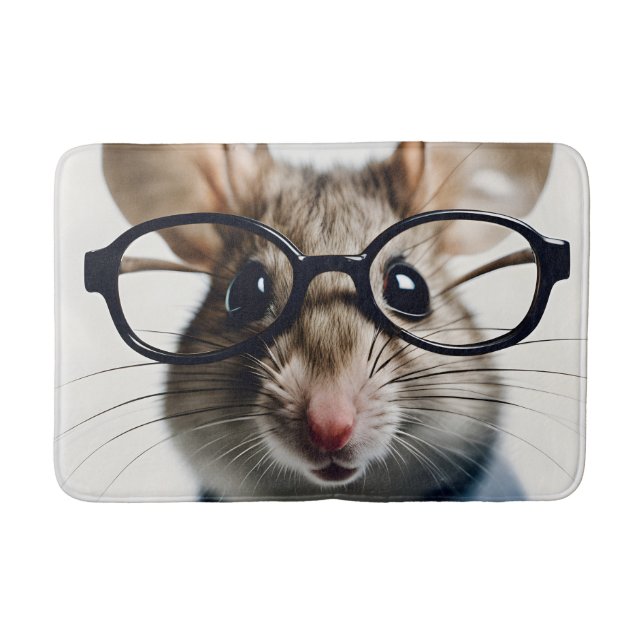 Field mouse Wearing Glasses Bath Mat (Front)