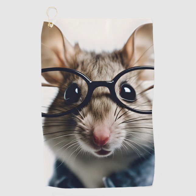 Field mouse Wearing Glasses Golf Towel (Front)