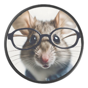Field mouse Wearing Glasses Hockey Puck