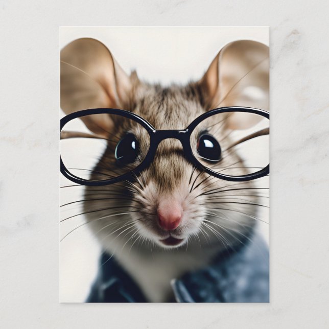 Field mouse Wearing Glasses Holiday Postcard (Front)
