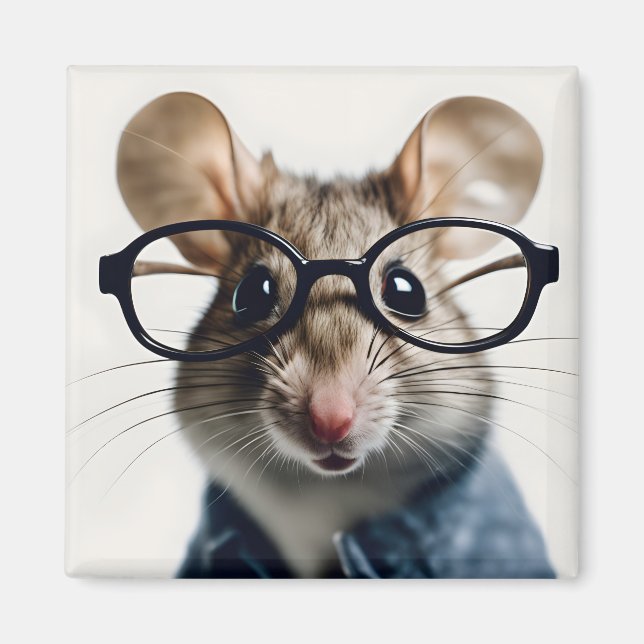 Field mouse Wearing Glasses Magnet (Front)
