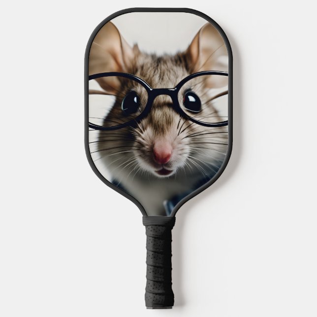 Field mouse Wearing Glasses Pickleball Paddle (Front)