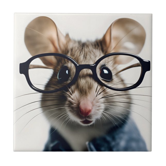 Field mouse Wearing Glasses Tile (Front)