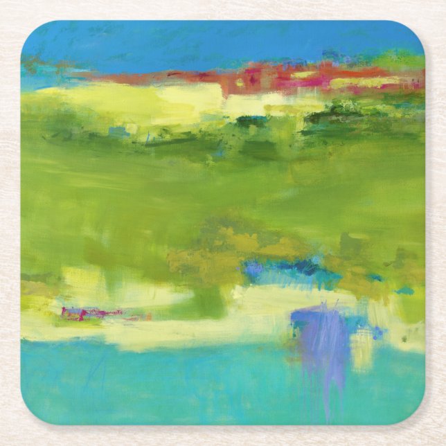 Field Notes - Abstract Green Art Square Paper Coaster (Front)