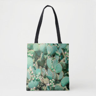 Field of cactus, prickly pear cactus ,cactus spine tote bag