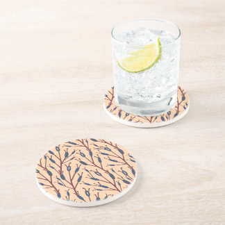 Field of Cat Tails against a Peach Background Coaster