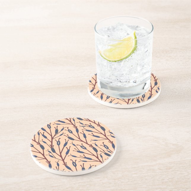 Field of Cat Tails against a Peach Background Coaster (Side)