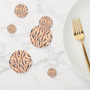 Field of Cat Tails against a Peach Background Confetti