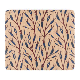 Field of Cat Tails against a Peach Background Cutting Board