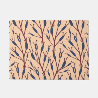 Field of Cat Tails against a Peach Background Doormat