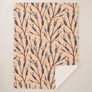 Field of Cat Tails against a Peach Background Sherpa Blanket