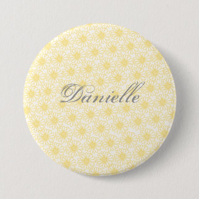 Field of Daisies Button, Yellow Flowers 7.5 Cm Round Badge (Front)