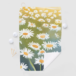 Field of Daisies Flower Meadow Floral Painting Golf Towel