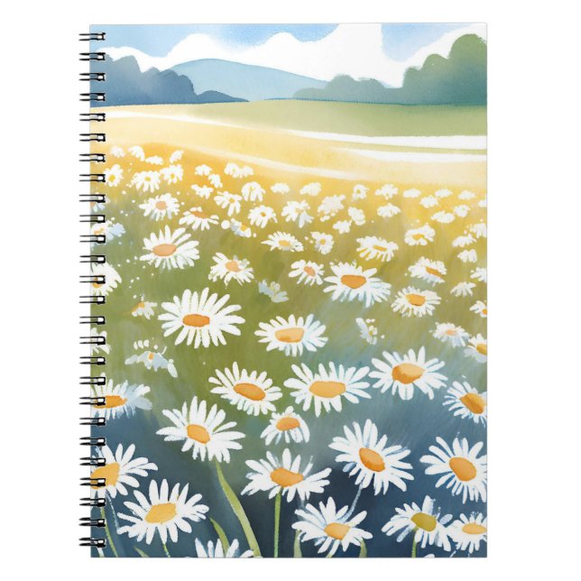 Field of Daisies | Flower Meadow Floral Painting  Notebook (Front)
