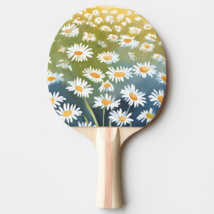 Field of Daisies   Flower Meadow Floral Painting  Ping Pong Paddle