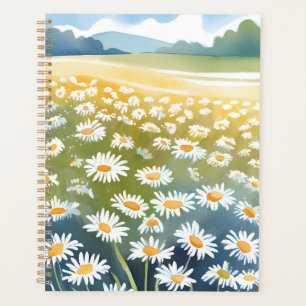 Field of Daisies   Flower Meadow Floral Painting  Planner