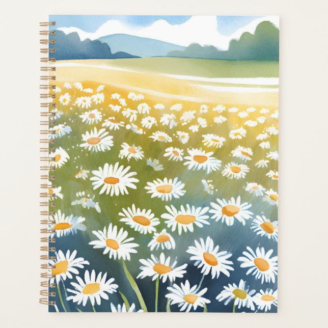 Field of Daisies | Flower Meadow Floral Painting  Planner (Front)