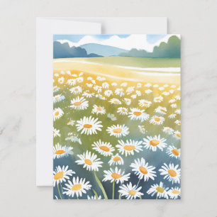 Field of Daisies Flower Meadow Floral Painting Thank You Card