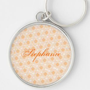 Field of Daisies Keychain, Orange Flowers Key Ring