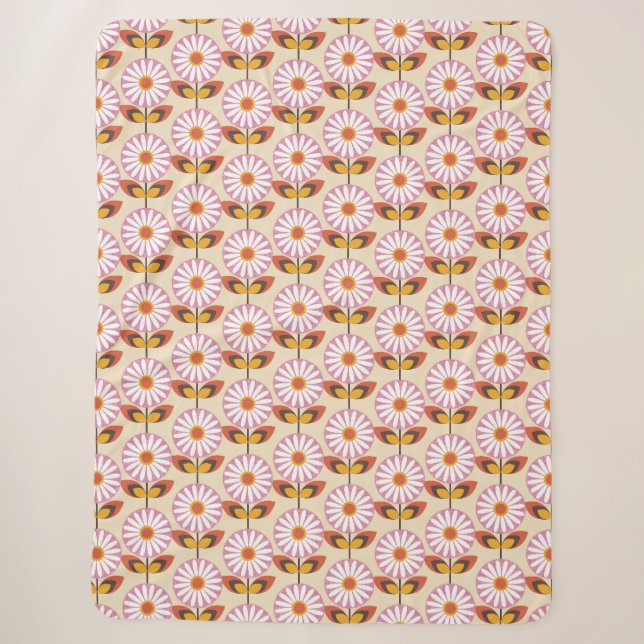 Field of Daisies pink Sherpa Blanket (Front)