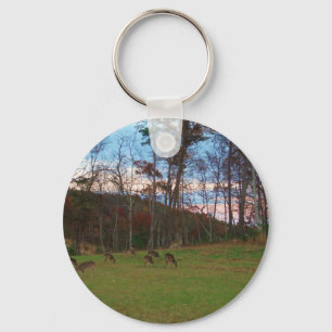 Field of Deer & a Pink SunSet Key Ring