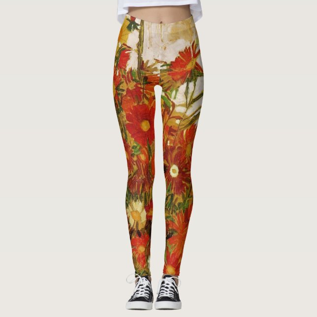 Field of Flowers by Egon Schiele Leggings (Front)