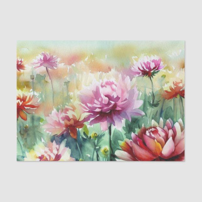 Field of Flowers-Dahlia (B) Watercolor  Tissue Paper (Front)