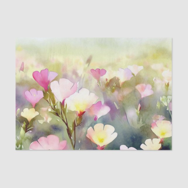 Field of Flowers-Evening Primrose (C) Watercolor  Tissue Paper (Front)
