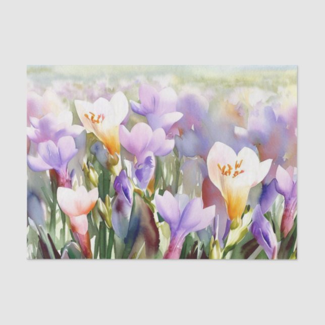 Field of Flowers-Freesia (A) Watercolor  Tissue Paper (Front)