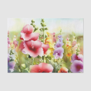 Field of Flowers-Hollyhock (C) Watercolor  Tissue Paper