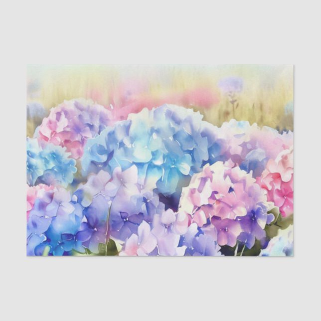 Field of Flowers-Hydrangea (C) Watercolor  Tissue Paper (Front)