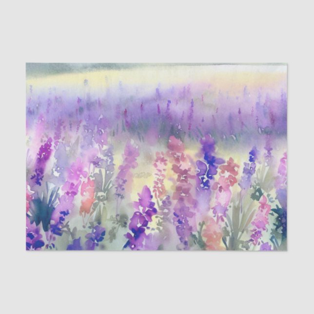Field of Flowers-Lavender (D) Watercolor  Tissue Paper (Front)