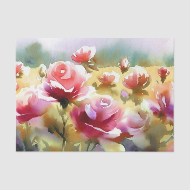 Field of Flowers-Rose (A) Watercolor  Tissue Paper (Front)