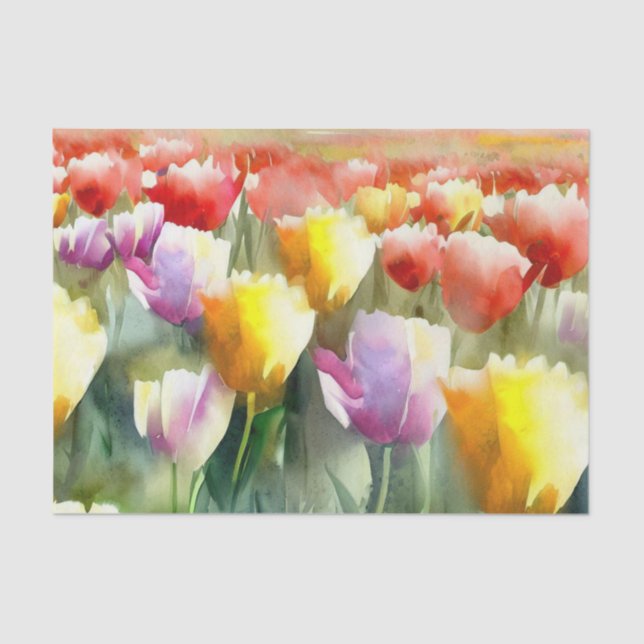 Field of Flowers-Tulip (B) Watercolor  Tissue Paper (Front)