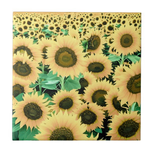Field of Golden Yellow Sunflowers Tile