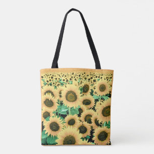 Field of Golden Yellow Sunflowers Tote Bag