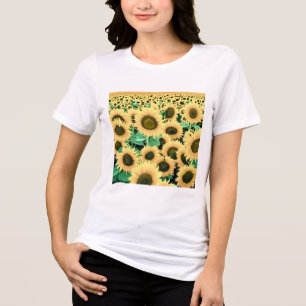 Field of Golden Yellow Sunflowers  Tri-Blend Shirt