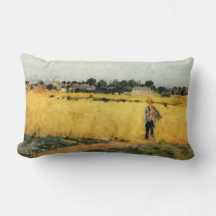 Field of Grain (by Berthe Morisot) Lumbar Cushion