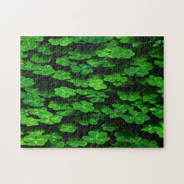 Field Of Green Shamrock Clover Jigsaw Puzzle (Horizontal)