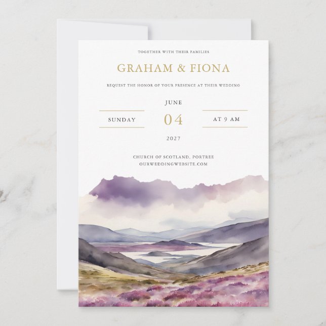 Field of Heather Watercolor Invitation (Front)