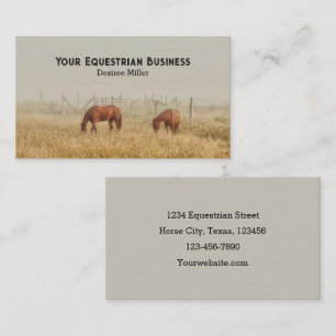 Field Of Horses Rustic Business Card