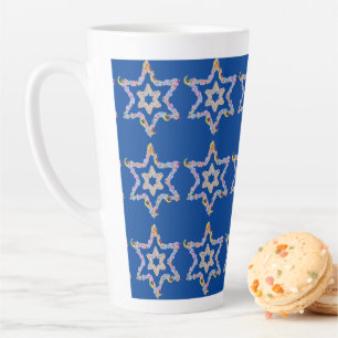 Field of Jewish Stars on Blue Latte Mug