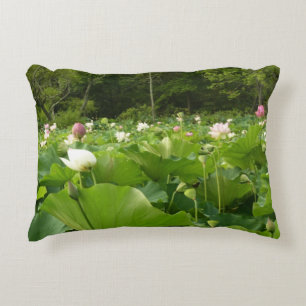 Field of Lotus Flowers Summer Garden Decorative Cushion