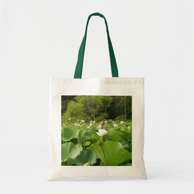 Field of Lotus Flowers Summer Garden Tote Bag (Front)