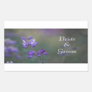Field of Lupine Bride and Groom Rectangular Sticker