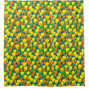 Field of Orange and Yellow Tulips Shower Curtain
