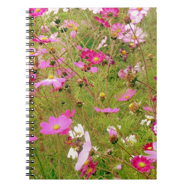 Field Of Pink Flowers Notebook (Front)