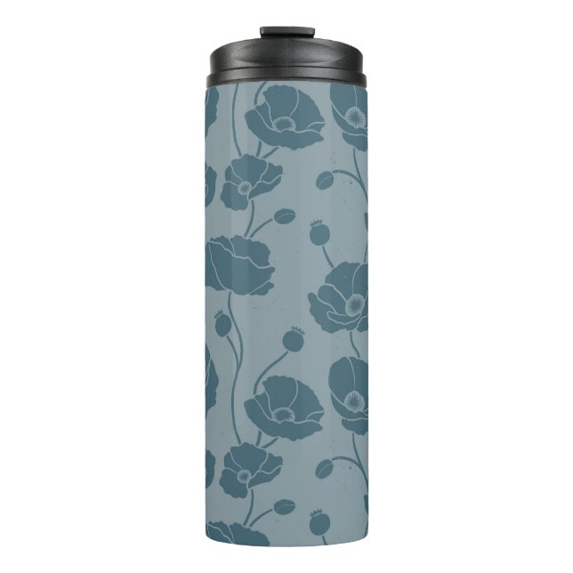 Field of Poppies blues Thermal Tumbler (Front)
